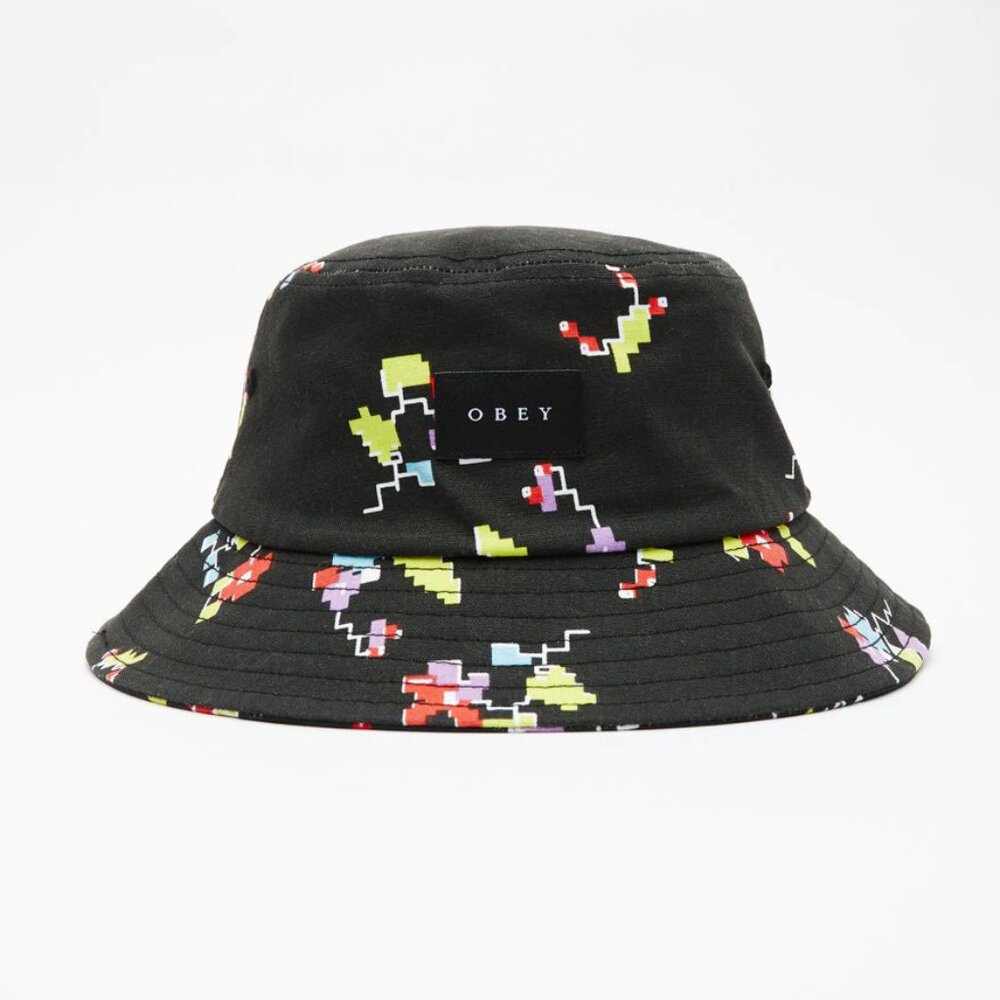 Obey Canvas Bucket Hat "Digital Floral" Black NWT